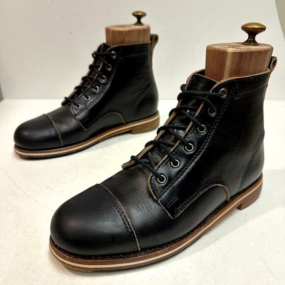 EUC Rancourt & Co. x Helm Muller Black Cap Toe Boot Horween Made in USA 7.5 D - Picture 5 of 11